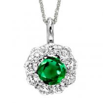 14K White Gold  Emerald & Diamond Pendant / FP4066EWB
