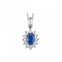 Sapphire & Diamond Pendant in 10K White Gold /FP4077