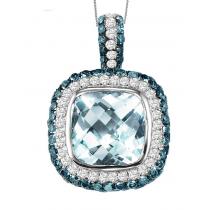 Silver Blue and White Diamonds with Blue Topaz Pendant/FP4118