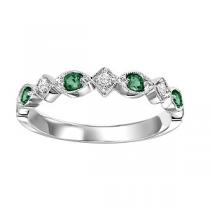 Emerald & Diamond Ring in 14K White Gold / FR1077