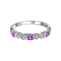 Ruby & Diamond Ring in 10K White Gold / FR1030