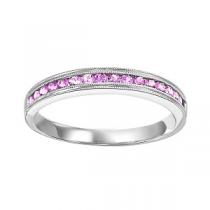 Pink Sapphire & Diamond Ring in 14K White Gold / FR1080
