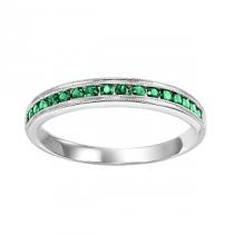Emerald & Diamond Ring in 10K White Gold / FR1033
