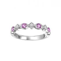 Pink Sapphire & Diamond Ring in 10K White Gold /FR1037