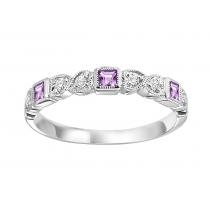 Pink Sapphire & Diamond Ring in 10K White Gold / FR1039