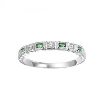 Emerald & Diamond Ring in 14K White Gold / FR1066