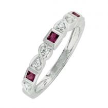 Pink Sapphire & Diamond Ring in 14K White Gold / FR1072