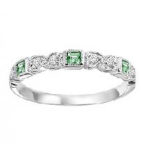 Emerald & Diamond Ring in 14K White Gold / FR1073