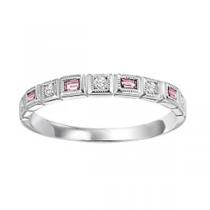 Pink Tourmaline & Diamond Ring in 10K White Gold /FR1199