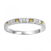 Citrine & Diamond Ring in 10K White Gold / FR1204