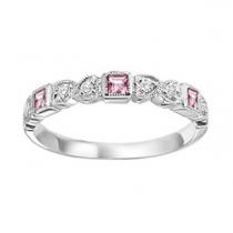 Pink Tourmaline & Diamond Ring in 10K White Gold / FR1205