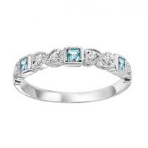 Blue Topaz & Diamond Ring in 10K White Gold / FR1206