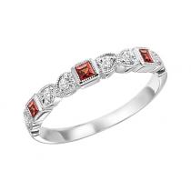 Garnet & Diamond Ring in 10K White Gold / FR1207