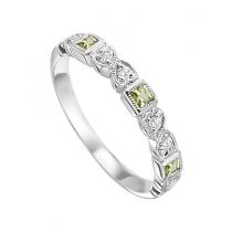 Peridot & Diamond Ring in 10K White Gold /FR1209