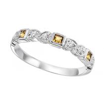 Citrine & Diamond Ring in 10K White Gold / FR1210