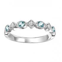 Blue Topaz & Diamond Ring in 10K White Gold / FR1212