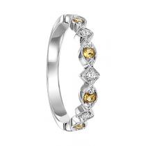 Citrine & Diamond Ring in 14K White Gold / FR1240