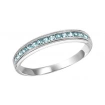 Blue Topaz & Diamond Ring in 10K White Gold / FR1218