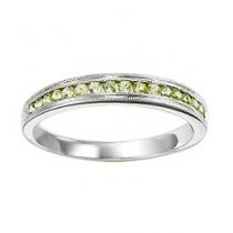 Peridot & Diamond Ring in 10K White Gold / FR1221