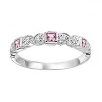 Pink Tourmaline & Diamond Ring in 14K White Gold / FR1229