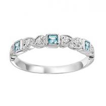 Blue Topaz & Diamond Ring in 14K White Gold / FR1230
