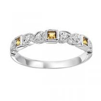 Citrine & Diamond Ring in 14K White Gold / FR1234