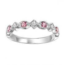 Pink Tourmaline & Diamond Ring in 14K White Gold / FR1235