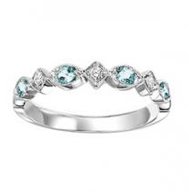 Blue Topaz & Diamond Ring in 14K White Gold / FR1236