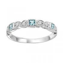 Aquamarine & Diamond Ring in 10K White Gold / FR1262