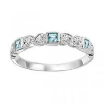 Aquamarine & Diamond Ring in 14K White Gold /FR 1270