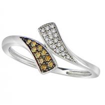 1/10 ctw Brown & White Diamond Ring in 10K White Gold / FR1327