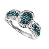 Blue & White Diamond Ring in 10K White Gold /FR1346