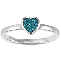 Silver & Blue Diamond Ring :  FR1355