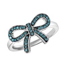 Silver Blue Diamond Ring 1/4 ctw :  FR1387