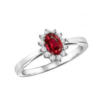 Ruby & Diamond Ring in 14K White Gold