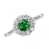 Emerald & Diamond Ring in 14K White Gold / FR4066EWB