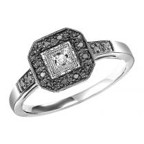 Black Rhodium Silver Diamond Ring / FR4075