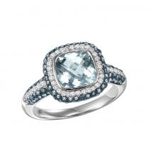 Silver Blue and White Diamonds with Blue Topaz Ring/FR4118