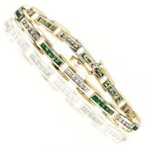 14K White & Yellow Gold Diamond & Emerald Bracelet / GTN446YEC