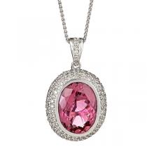 Pink Tourmaline & Diamond Pendant set in 14K Gold