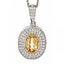 Precious Topaz & Diamond  Pendant set in 14K Gold