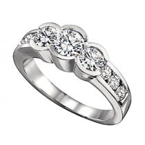 1 ctw Three Stone Plus Diamond Ring in 14K White Gold/HDR1384LW
