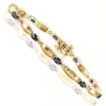 14K Yellow Gold Diamond & Sapphire Bracelet  / J27-21WSC