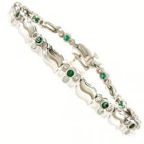 14K White Gold Diamond & Emerald Bracelet  / JB2533E