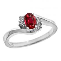 Ruby & Diamond Ring in 14K White Gold