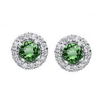 Emerald & Diamond Earring in 14K White Gold