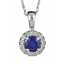 Sapphire & Diamond  Pendant set in 14K Gold