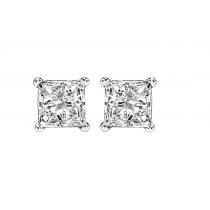 1/2 ctw Princess Cut Diamond Solitaire Earrings in 14K White Gold / PCWA1/2