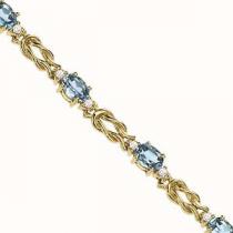 14K Yellow Gold Diamond & Blue Topaz Bracelet  / PK600YBC