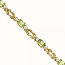 14K Yellow Gold Diamond & Peridot Bracelet / PK600YPC